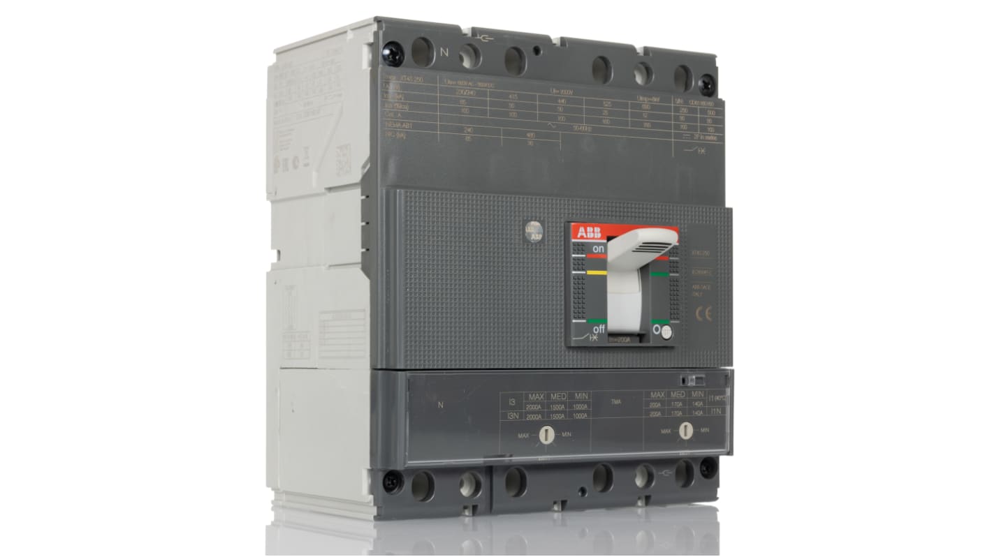ABB, XT4S MCCB 4P 200A, Breaking Capacity 85 kA, Fixed Mount