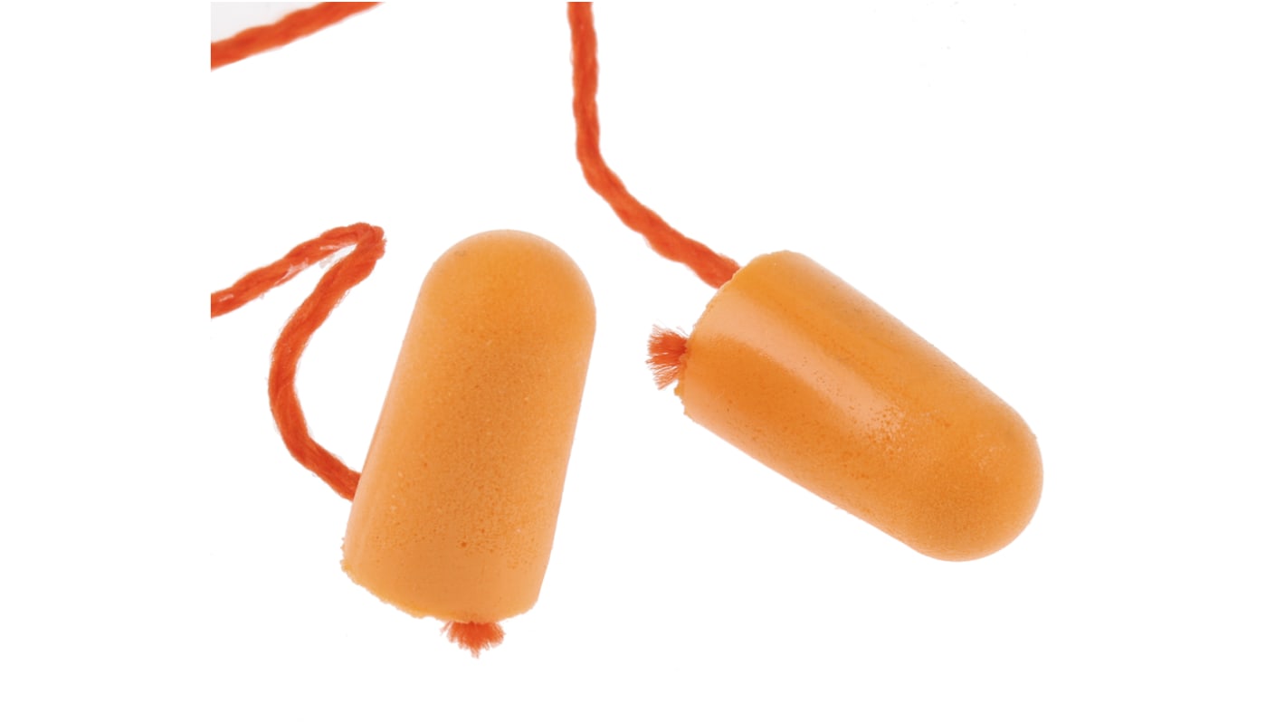 Tapones desechables Naranja con cable 3M 3M 1100, atenuación SNR 35dB, 100 pares