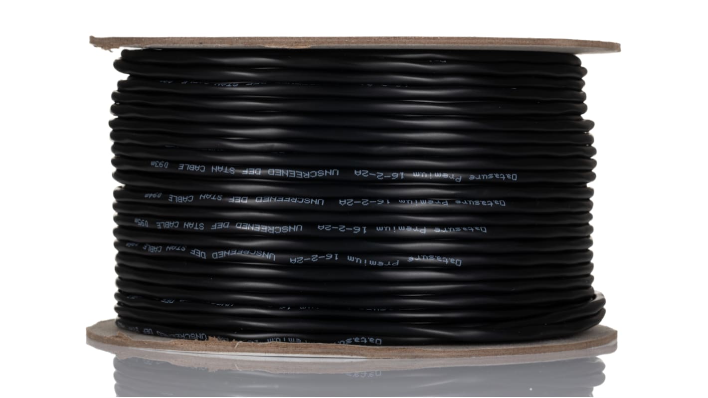 RS PRO Multicore Industrial Cable, 2 Cores, 0.5 mm², DEF STAN, Unscreened, 100m, Black PVC Sheath