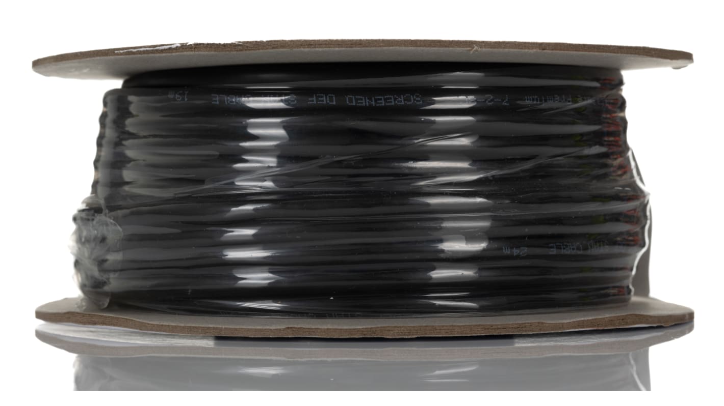 RS PRO Multicore Industrial Cable, 4 Cores, 0.5 mm², DEF STAN, Screened, 25m, Black PVC Sheath