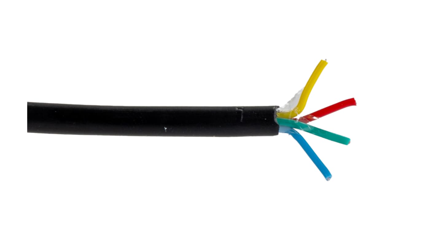RS PRO DEF STAN Steuerleitung, 4-adrig x 0,22 mm² Schwarz, 100m
