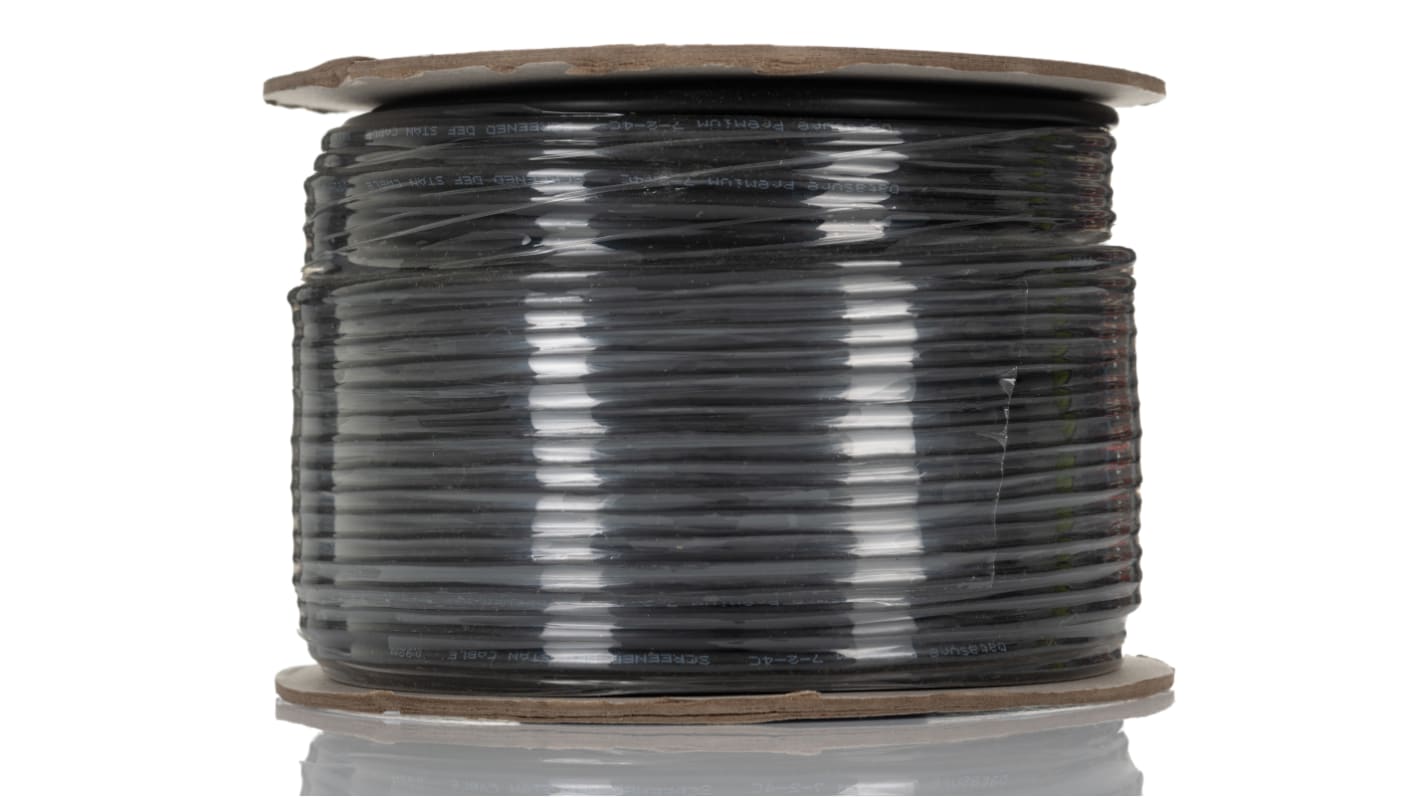 RS PRO Multicore Industrial Cable, 4 Cores, 0.22 mm², DEF STAN, Screened, 25m, Black PVC Sheath