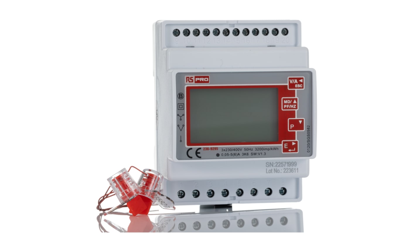RS PRO 1, 3 Phase LCD Backlit Energy Meter, Type Energy Meter