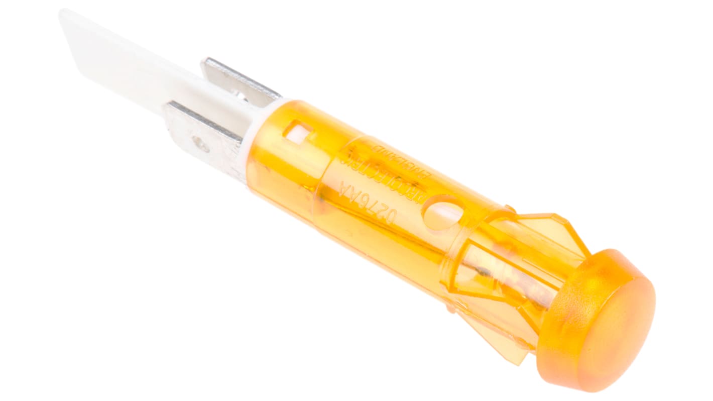 Arcolectric (Bulgin) Ltd 橙色氖灯面板指示灯, 230V 交流, Φ9.5mm安装孔, 焊片端接, 凸型边框, 铬色边框, IP67, 0276系列
