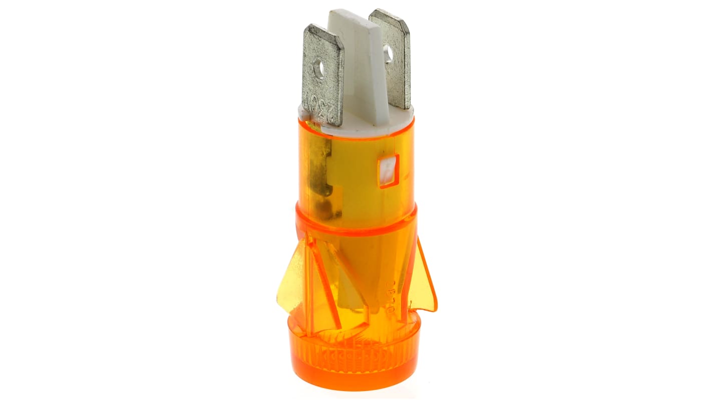 Arcolectric (Bulgin) Ltd 2870 Series Orange Neon Panel Mount Indicator, 230V ac, 12.7mm Mounting Hole Size, Solder Tab
