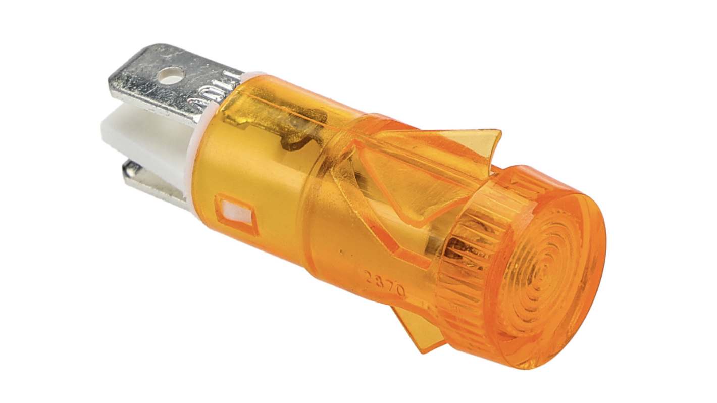 Arcolectric (Bulgin) Ltd 2870 Series Orange Neon Panel Mount Indicator, 110V ac, 12.7mm Mounting Hole Size, Solder Tab