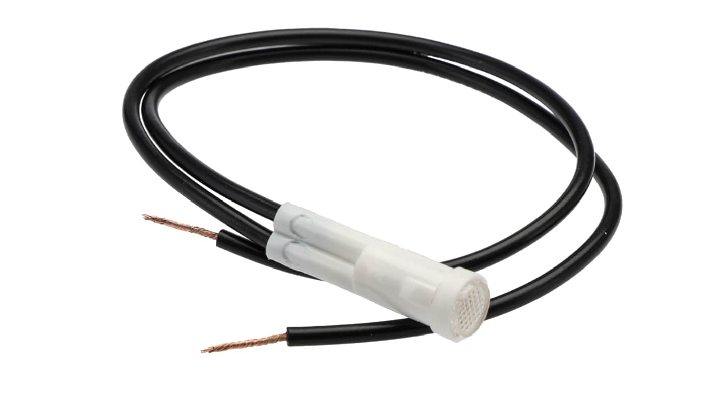 Arcolectric (Bulgin) Ltd 2950 Series Neon Panel Mount Indicator, 230V ac, 8mm Mounting Hole Size, Lead Wires Termination