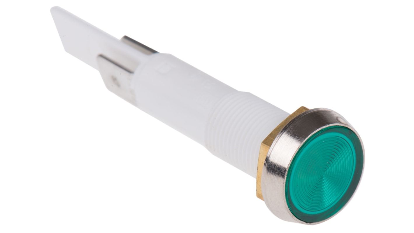 Indicatore da pannello Arcolectric (Bulgin) Ltd Verde Neon, 110V ca, IP67, A filo, foro da 10mm