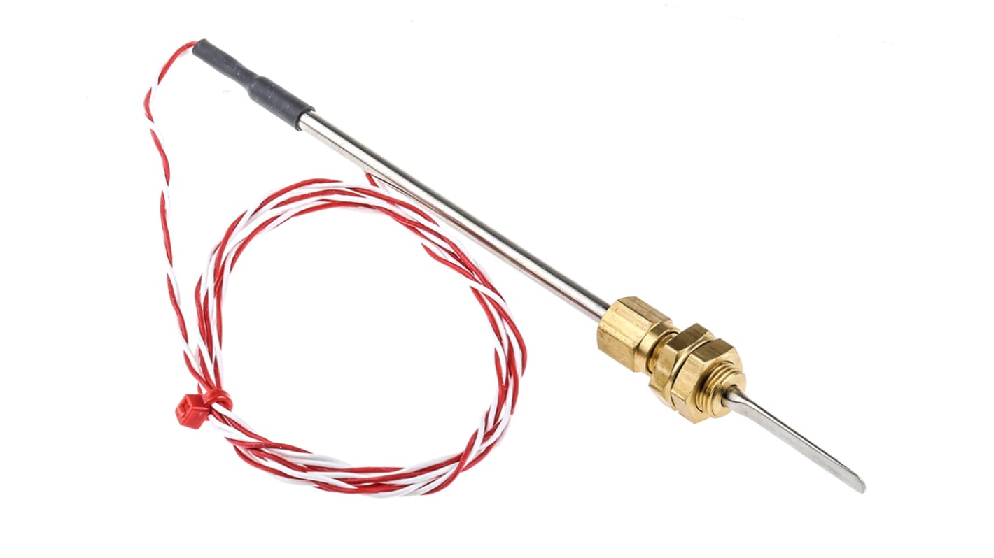 Sensor RTD PT100 RS PRO de 2 hilos, sonda: Ø 4mm, long. 150mm, cable de 1m, temp. -50°C → +250°C