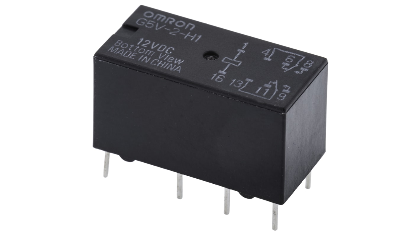 Omron 信号继电器, 12V 直流线圈, DPDT, PCB安装, 1A切换, Card SN系列