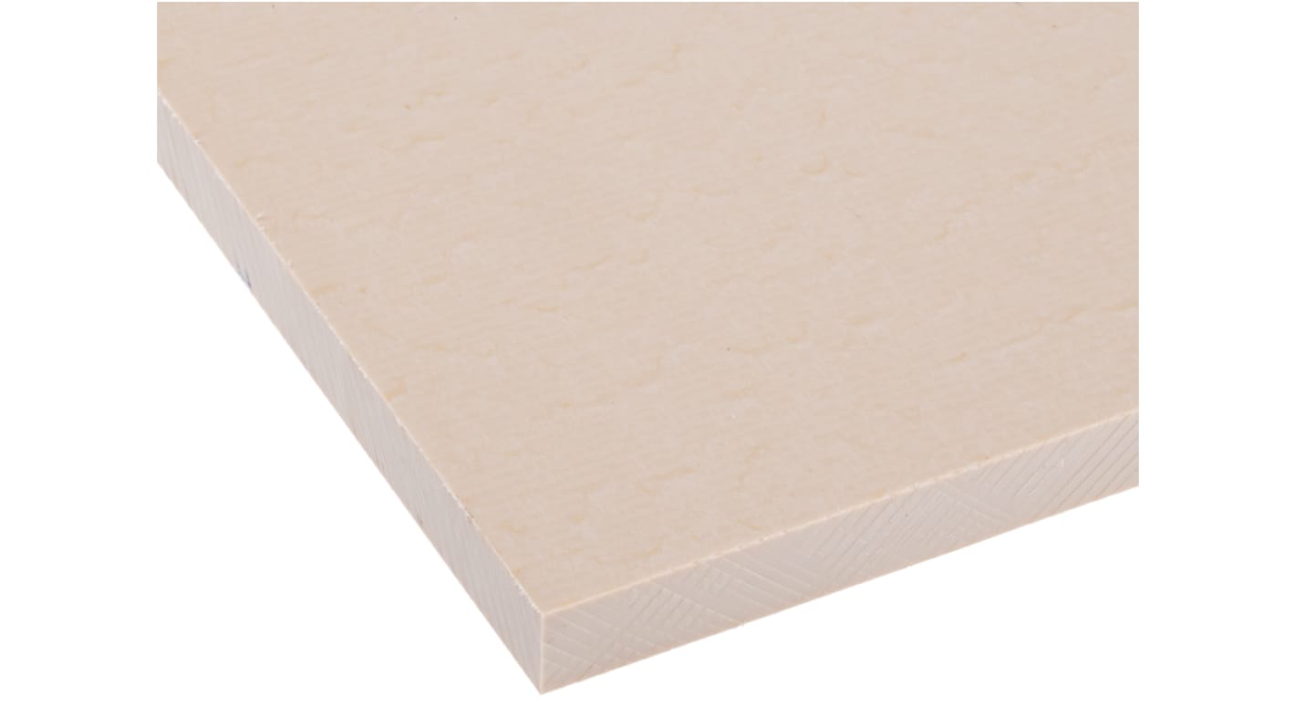 RS PRO PEEK Kunststoffplatte, Beige, 10mm x 245mm x 300mm / 1.32g/cm³ bis +260°C, Voll