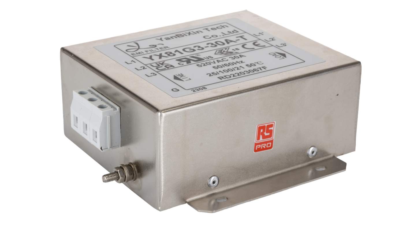 RS PRO 30A 520 V ac, Chassis Mount Power Line Filter 3 Phase