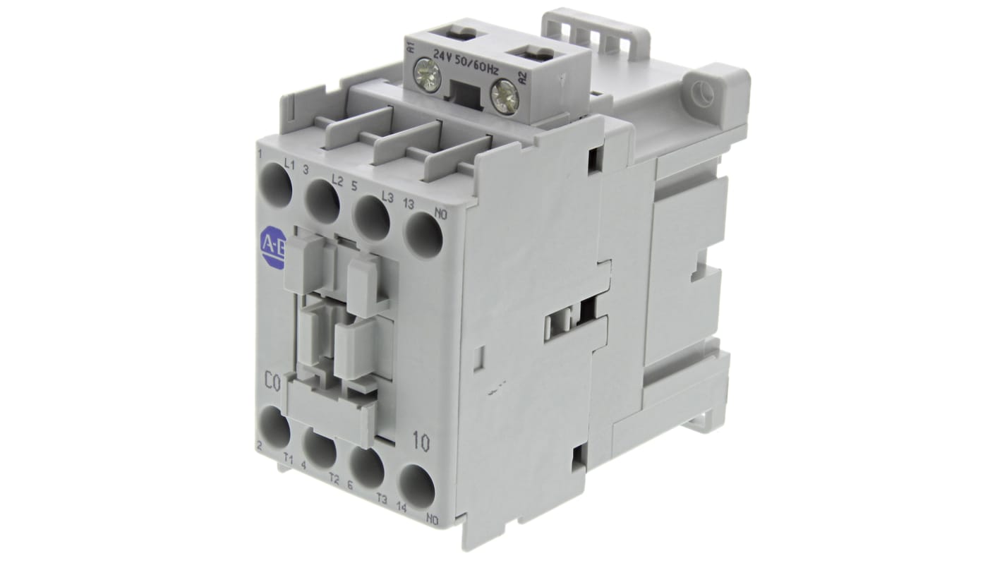 Allen Bradley 100 Series 100C Contactor, 24 V ac Coil, 3-Pole, 9 A, 4 kW, 3NO, 690 V ac