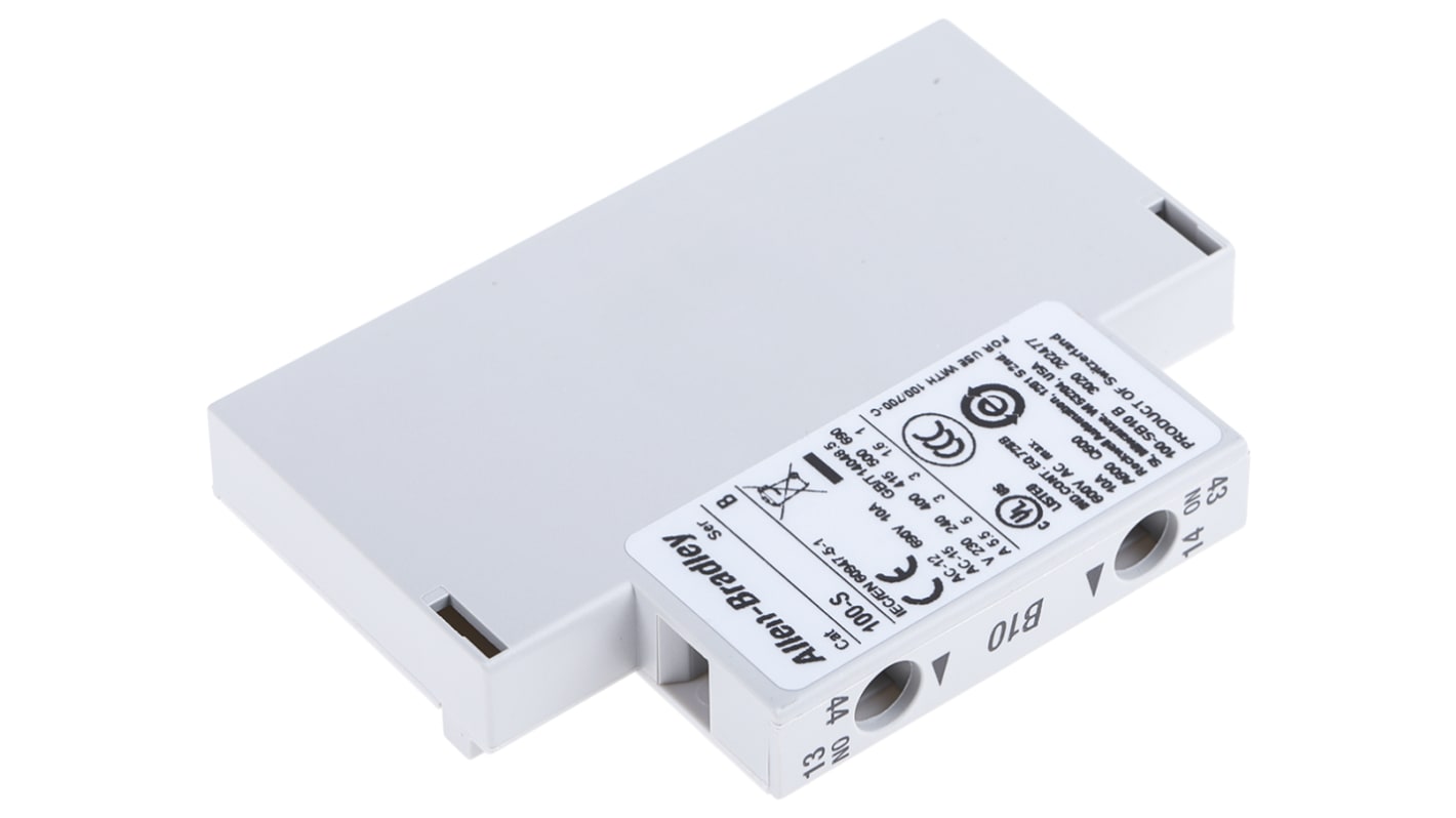 Contacto auxiliar Allen Bradley 100S, montaje: lateral, terminal: roscado, 1 NA, 10 A