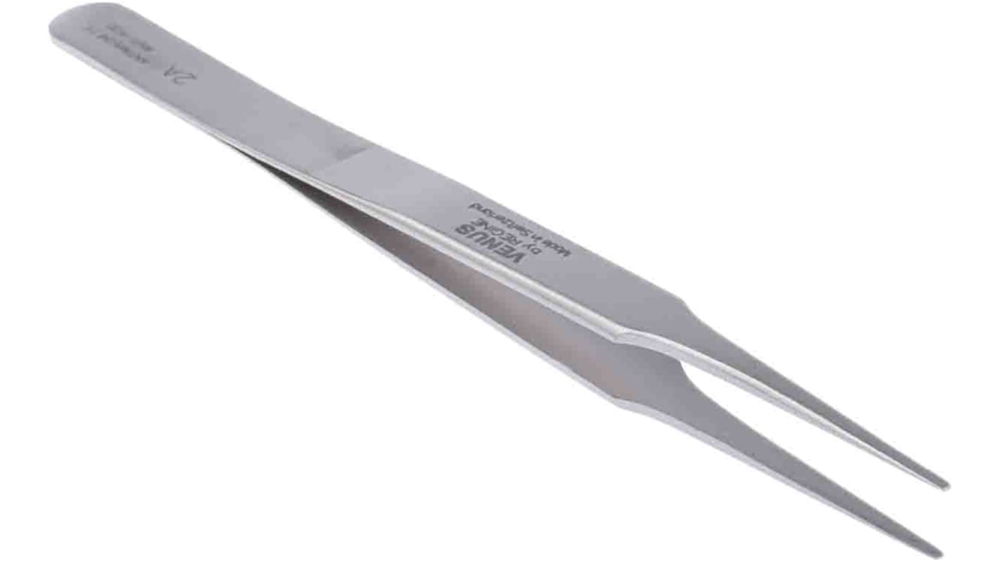 RS PRO 120 mm, Stainless Steel, Flat; Rounded, Tweezers