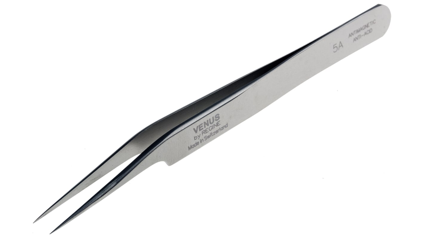 RS PRO 115 mm, Stainless Steel, Oblique, Tweezers