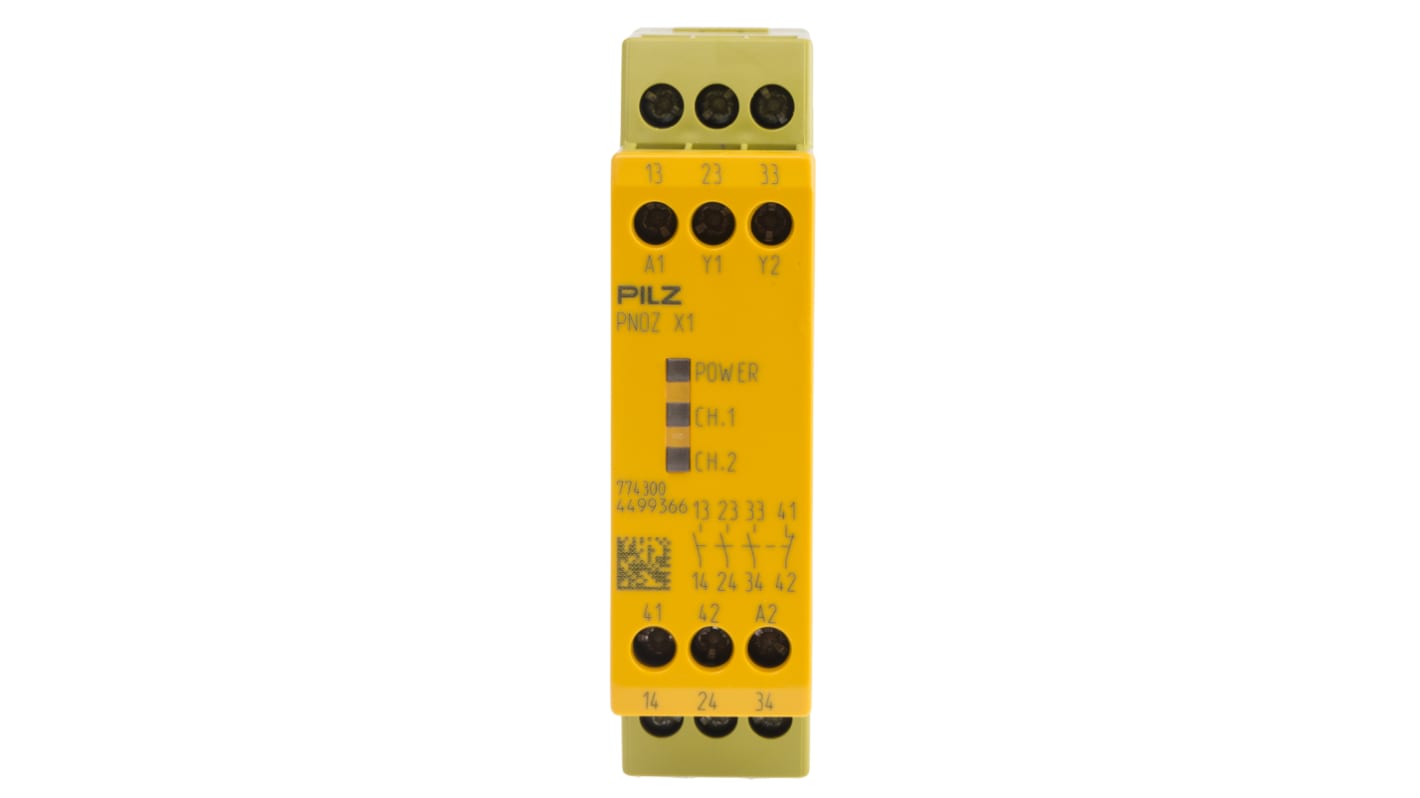 Pilz PNOZ X PNOZ X1 Emergency Stop Safety Relay, 24V ac/dc, Single Channel, 3 Safety Contacts