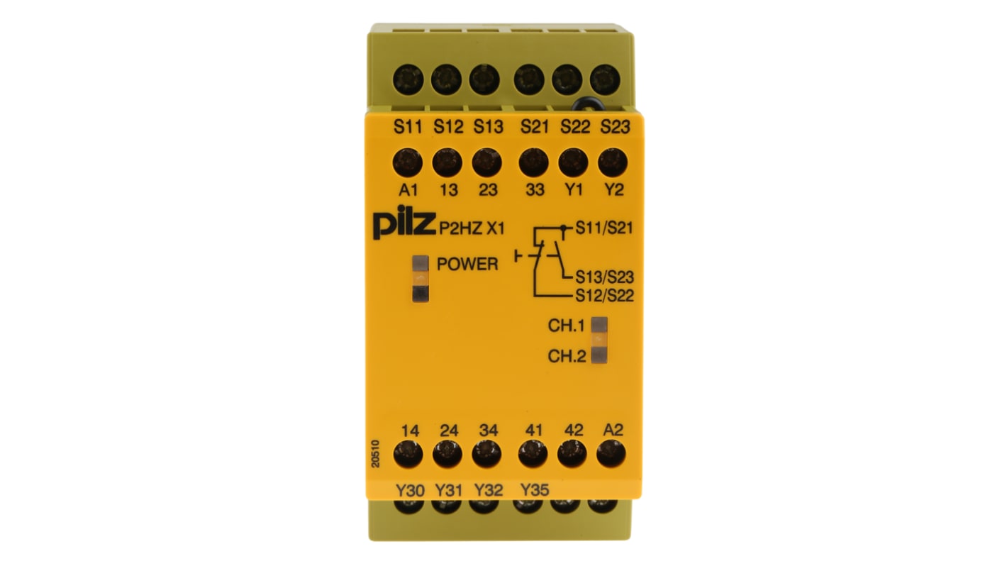 Relais de sécurité Pilz P2HZ X1, 24V c.c., 1, 2 canaux, 3 contacts de sécurité