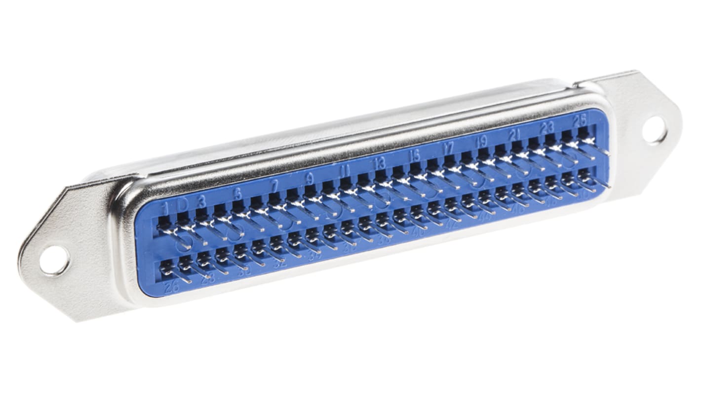 RS PRO 50 Pin Straight Through Hole SCSI Connector 2.16mm Pitch, Solder