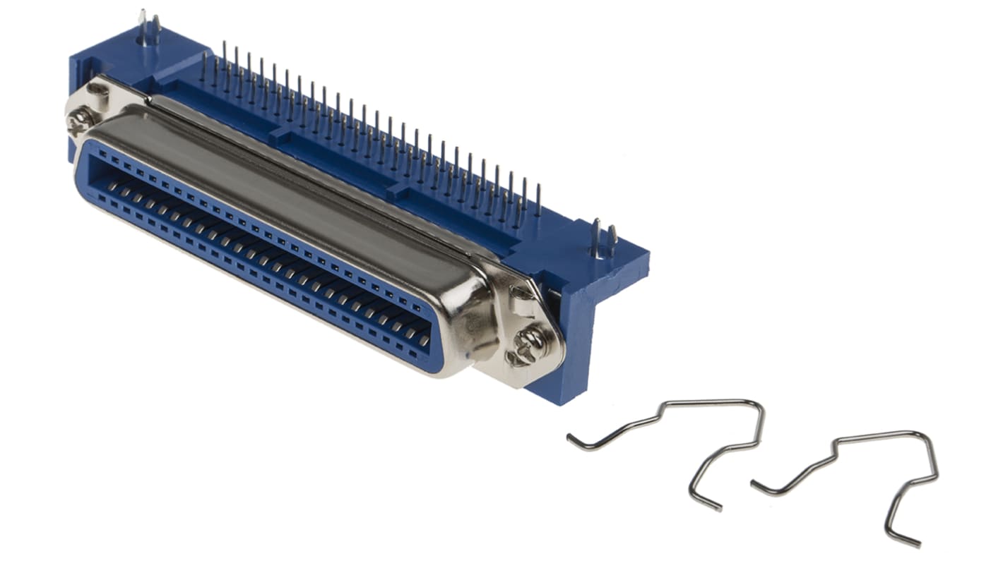 RS PRO Right Angle Through Hole Mount PCB Socket, 50-Contact, 2.16mm Pitch, Solder Termination