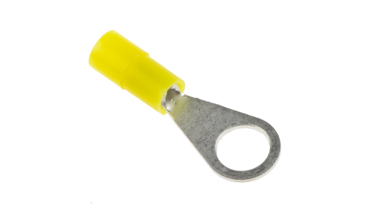 RS PRO Insulated Ring Terminal, M4 Stud Size, 0.2mm² to 0.5mm² Wire Size, Yellow