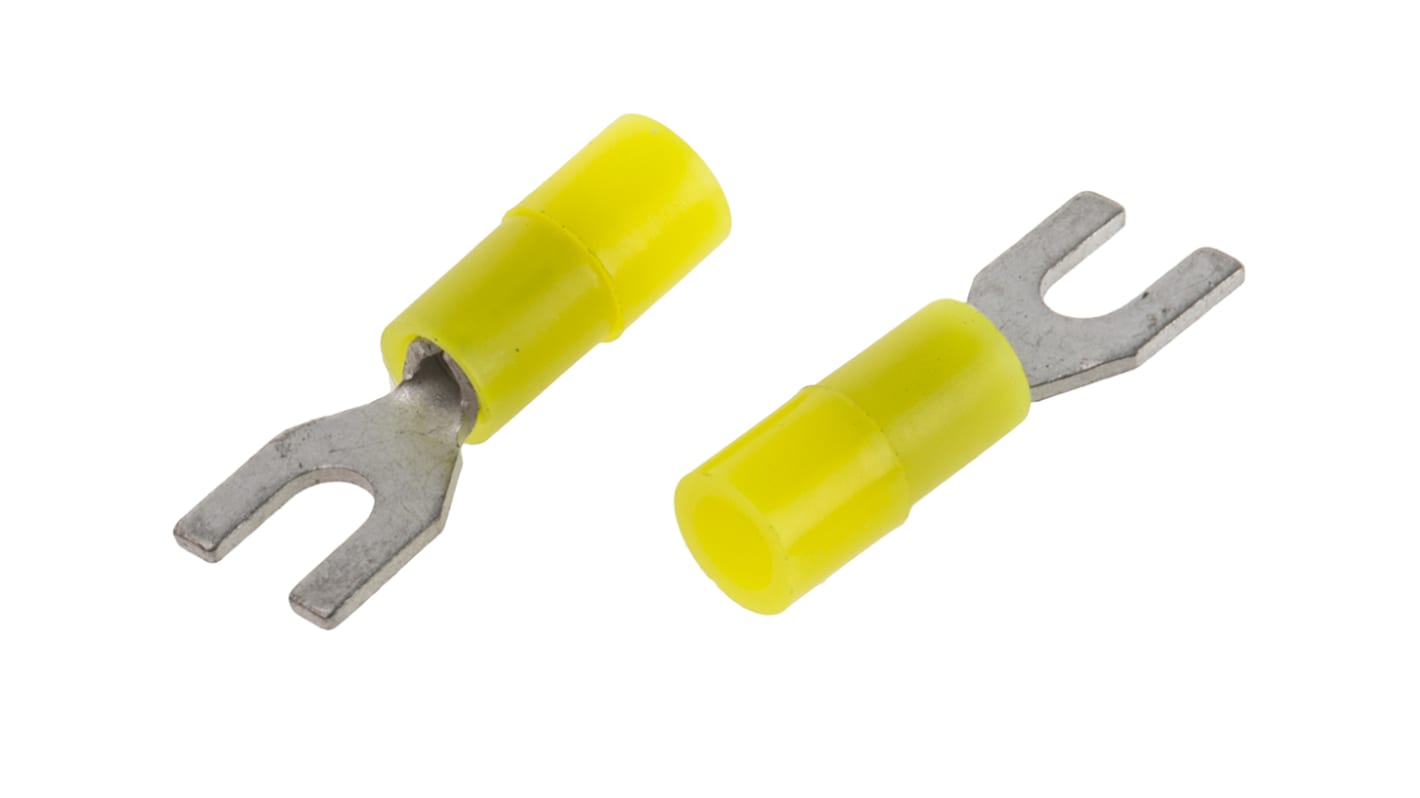 Capocorda a forcella a crimpare RS PRO, perno M2, 0.2mm² - 0.5mm², Giallo