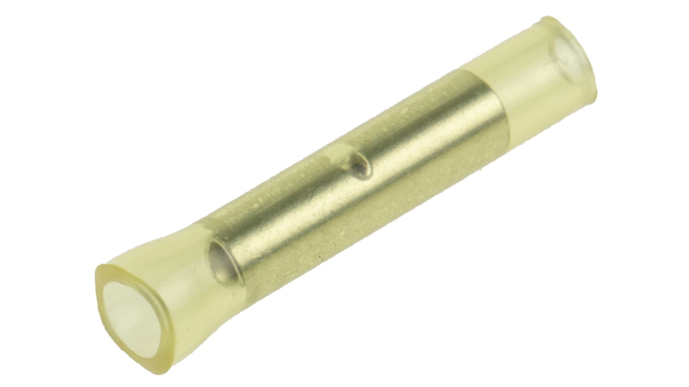 RS PRO Butt Splice Connector, Yellow, Insulated, Tin 26 → 22 AWG