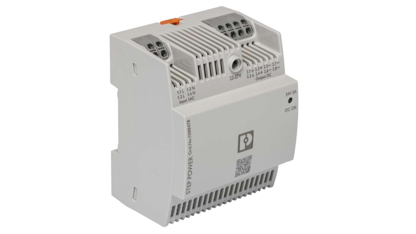 フエニックスコンタクト STEP POWER DINレール取付け用スイッチング電源 24V dc, 5A, 120W