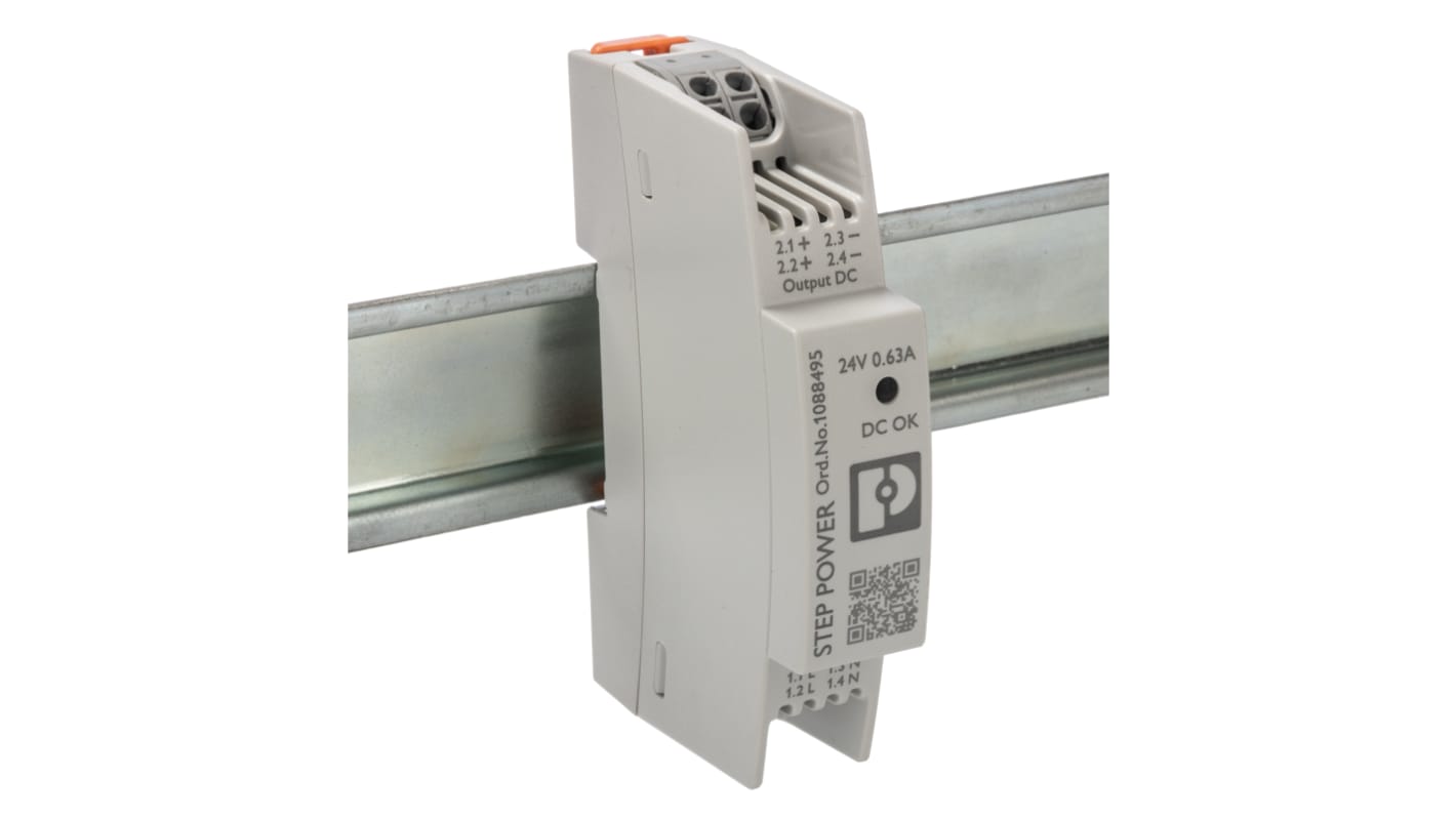 フエニックスコンタクト STEP POWER DINレール取付け用スイッチング電源 24V dc, 630mA, 15W