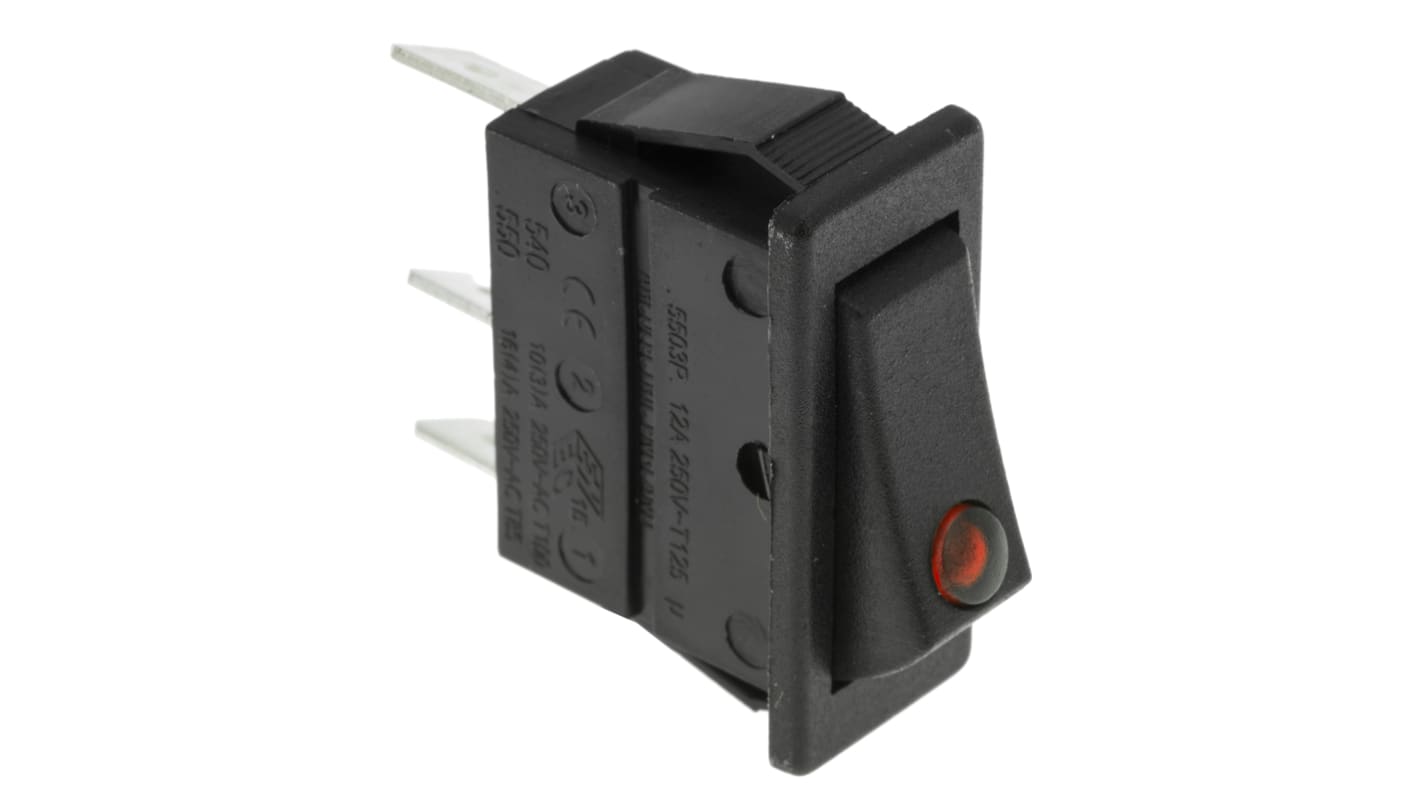 Arcolectric (Bulgin) Ltd Illuminated SPST, On-Off Rocker Switch Panel Mount