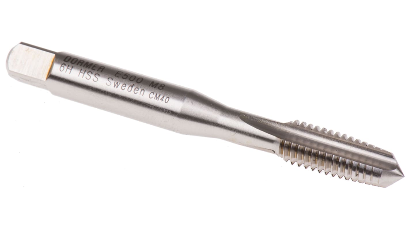 Dormer Threading Tap HSS 1-Piece 1.25mm Pitch Metric Standard Machine Tap M8 Thread