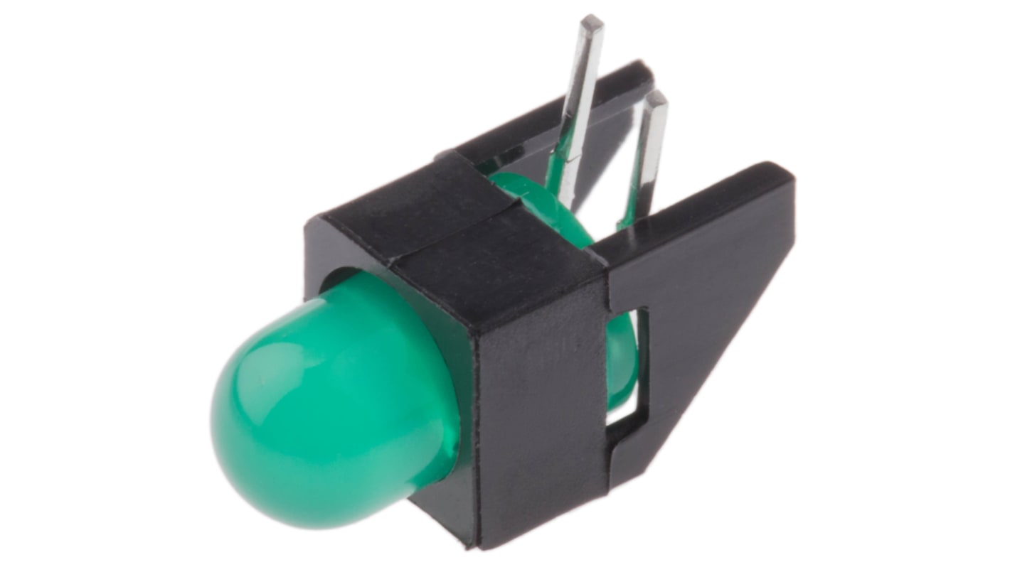 Broadcom HLMP-3507-D00B2, Green Right Angle PCB LED Indicator, Through Hole 2.7 V