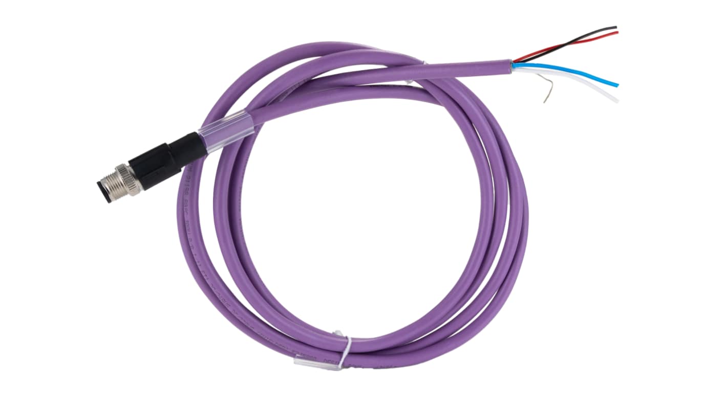 Phoenix Contact 0-920, SAC-5P-M12MS/ 2 Control Cable, 5 Cores, 2x 0.25 mm², Screened, 2m, Red Polyurethane PUR Sheath,