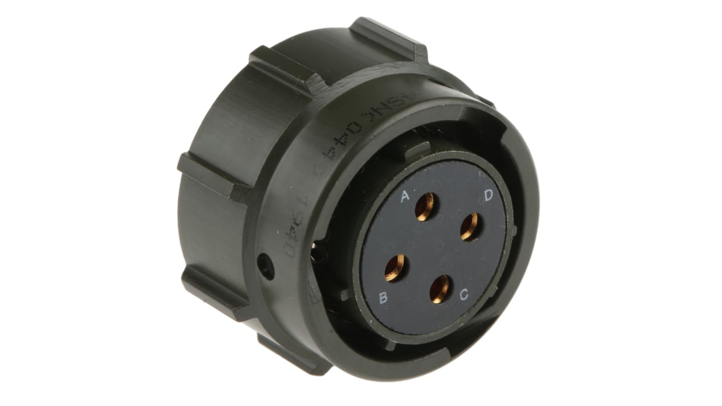 Amphenol Limited, 62GB 4 Way Cable Mount MIL Spec Circular Connector PlugOlive, Socket Contacts,Shell Size 14, Bayonet
