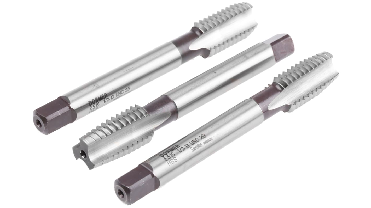 Dormer Tap Set, 1/2 → 13UNC Thread, UNC Standard, Hand Tap