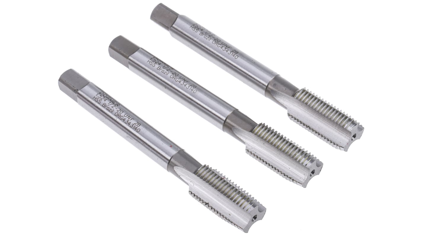 Dormer Tap Set, 1/2-20 UNF Thread, 20in Pitch, UNF Standard, Hand Tap