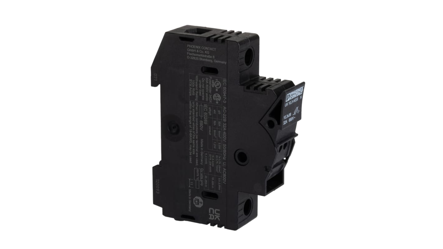 Phoenix Contact 3048386 3-HESI N, UK 10 Series Black, 16mm², 1-Level, Screw Termination