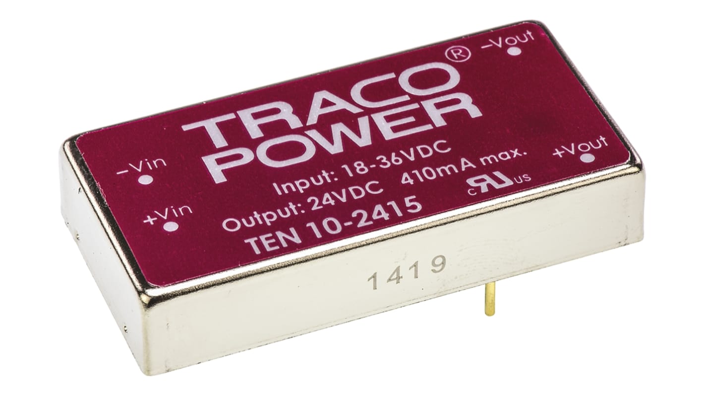 TRACOPOWER TEN 10 DC/DC-Wandler 10W 24 V dc IN, 24V dc OUT / 415mA Durchsteckmontage 1.5kV dc isoliert