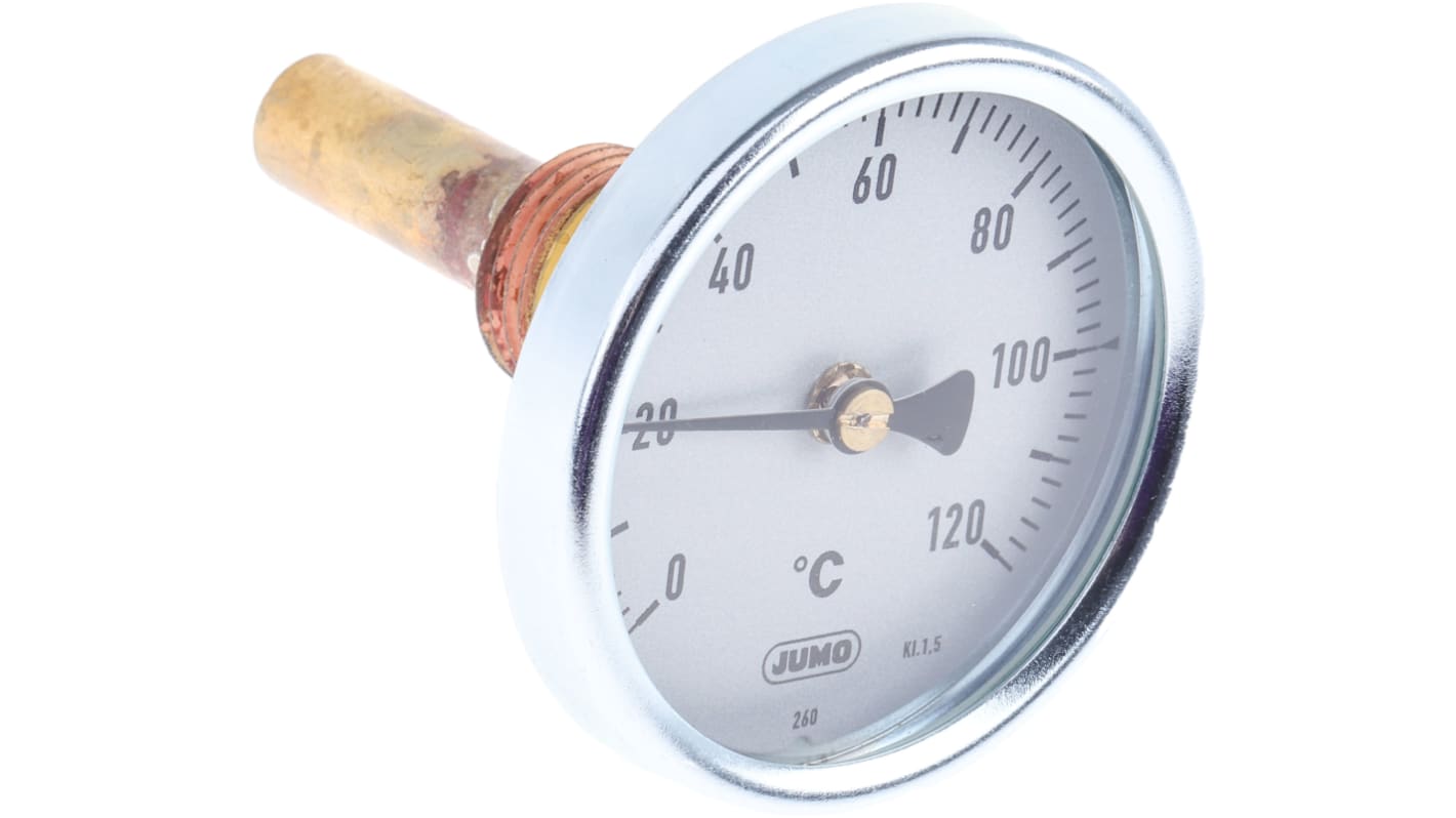 Termometr z zegarem 0 → +120 °C. Jumo Pomiar temperatury lokalnej typ: Zanurzeniowy Stopnie Celsjusza