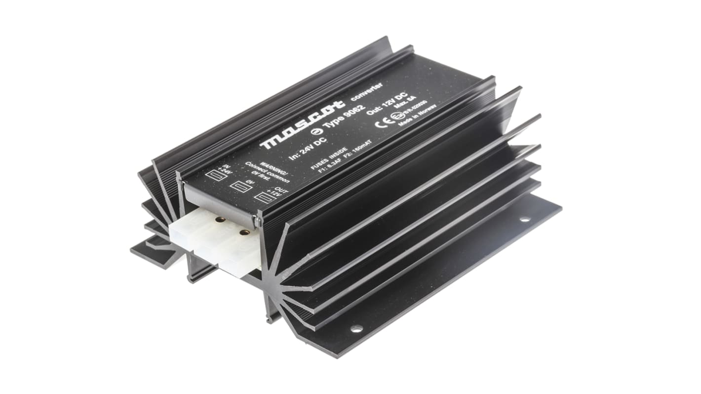 Mascot DC-DC Converter, 13.5V dc/ 5A Output, 20 → 32 V dc Input, 66W, Mounting Bracket, +25°C Max Temp -20°C Min
