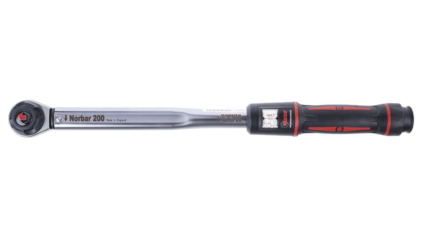 Norbar Torque Tools Click Torque Wrench, 40 → 200Nm, 1/2 in Drive, Square Drive - RS Calibrated
