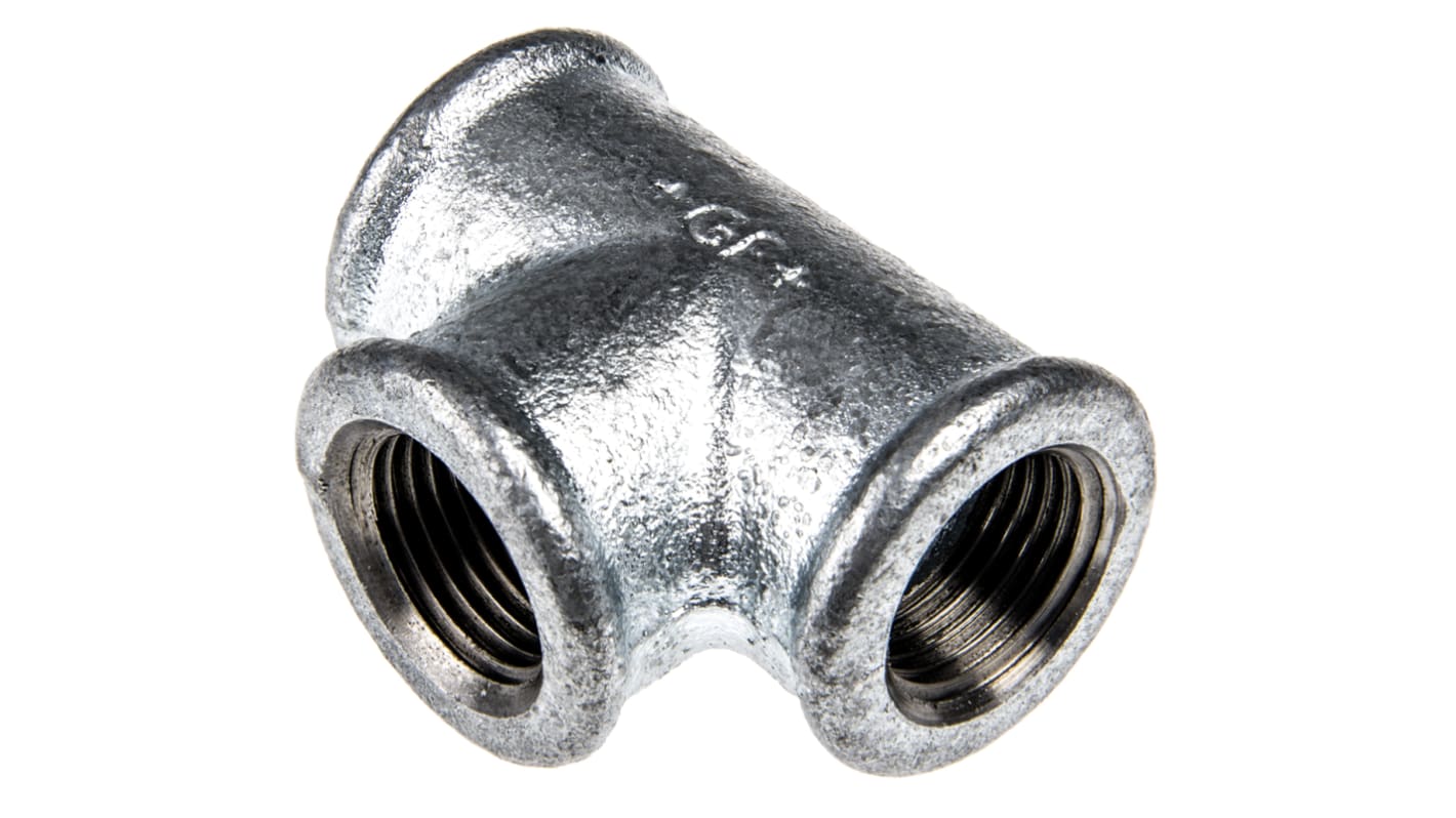 Georg Fischer Galvanised Malleable Iron Fitting Tee, Female BSPP 1/2in to Female BSPP 1/2in to Female BSPP 1/2in