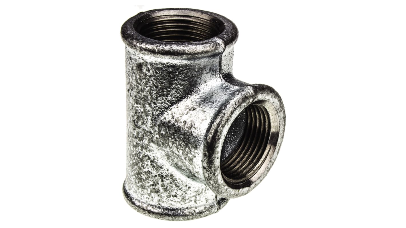 Georg Fischer Galvanised Malleable Iron Fitting Tee, Female BSPP 1in to Female BSPP 1in to Female BSPP 1in