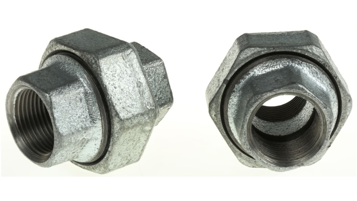 Georg Fischer Galvanised Malleable Iron Fitting Taper Seat Union, Female BSPP 3/4in to Female BSPP 3/4in