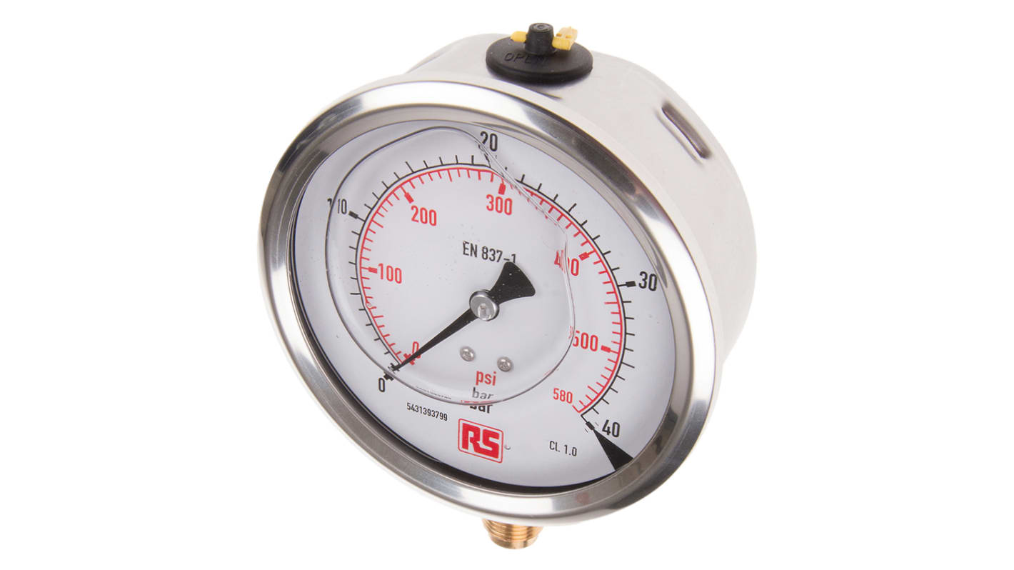 WIKA G 3/8 Analogue Pressure Gauge 40bar Bottom Entry 100mm Outside Diameter