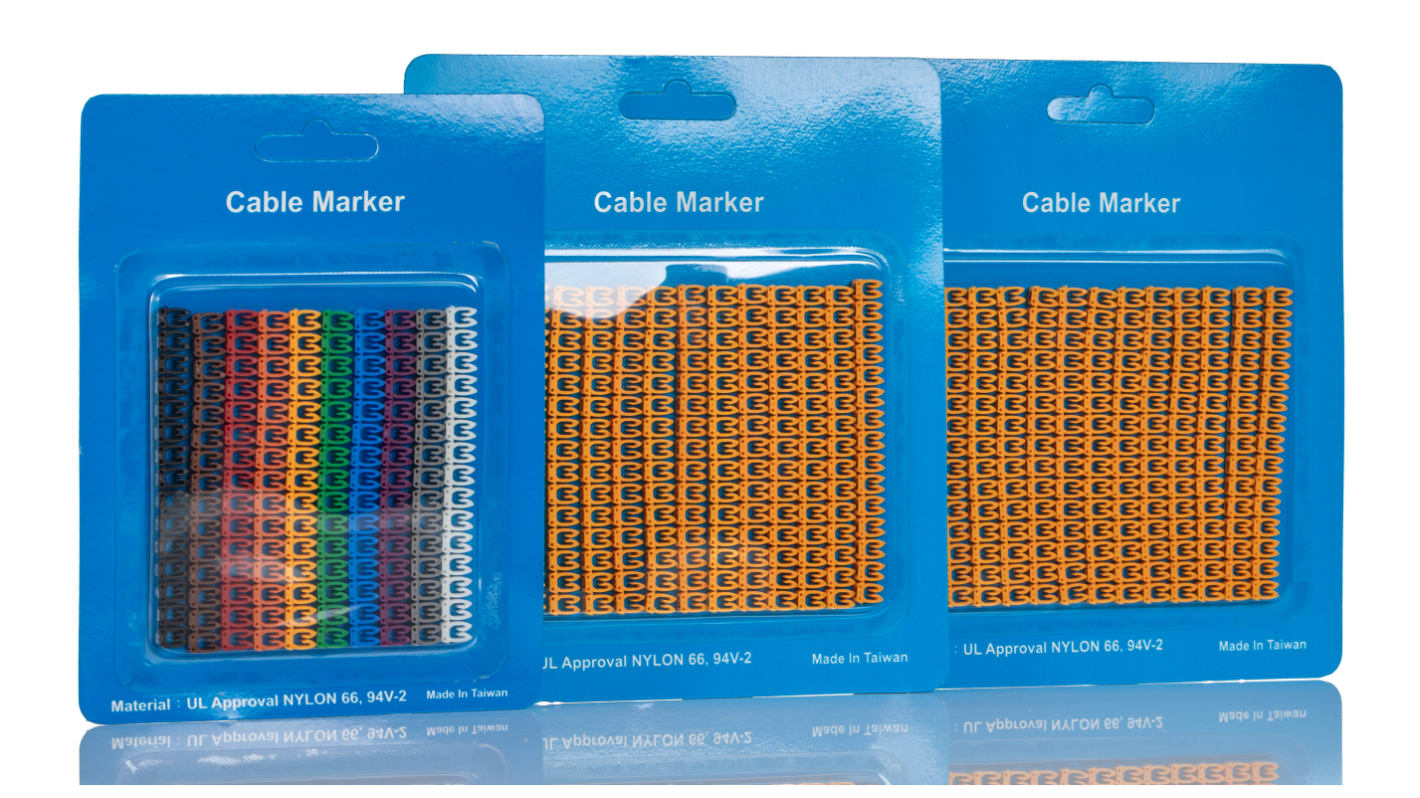 Marqueurs de câbles RS PRO Clipsable, Ø câble 3-3.6mm, texte : 0, 1, 2, 3, 4, 5, 6, 7, 8, 9, Noir, Marron, Vert, Gris,