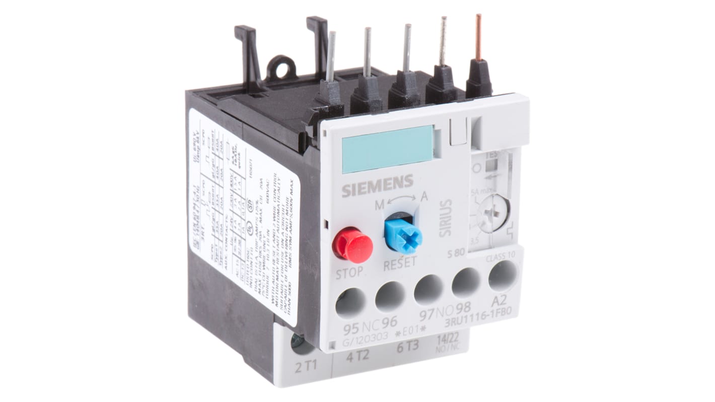 Siemens SIRIUS Classic 3RU Überlastrelais 1,5 kW, 3P Schließer/Öffner / 5 A, 87mm x 45mm