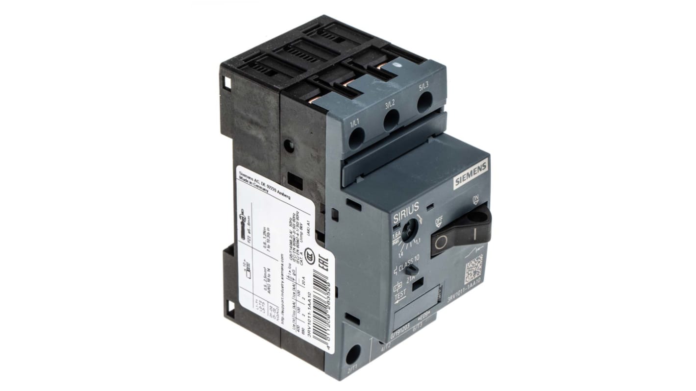 Siemens 1.1 → 1.6 A SIRIUS Motor Protection Circuit Breaker, 690 V
