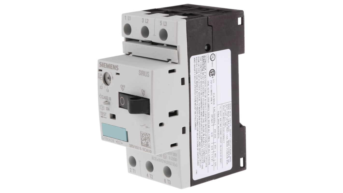 Interruttore automatico del motore Siemens, 1,8 → 2,5 A SIRIUS 3RV
