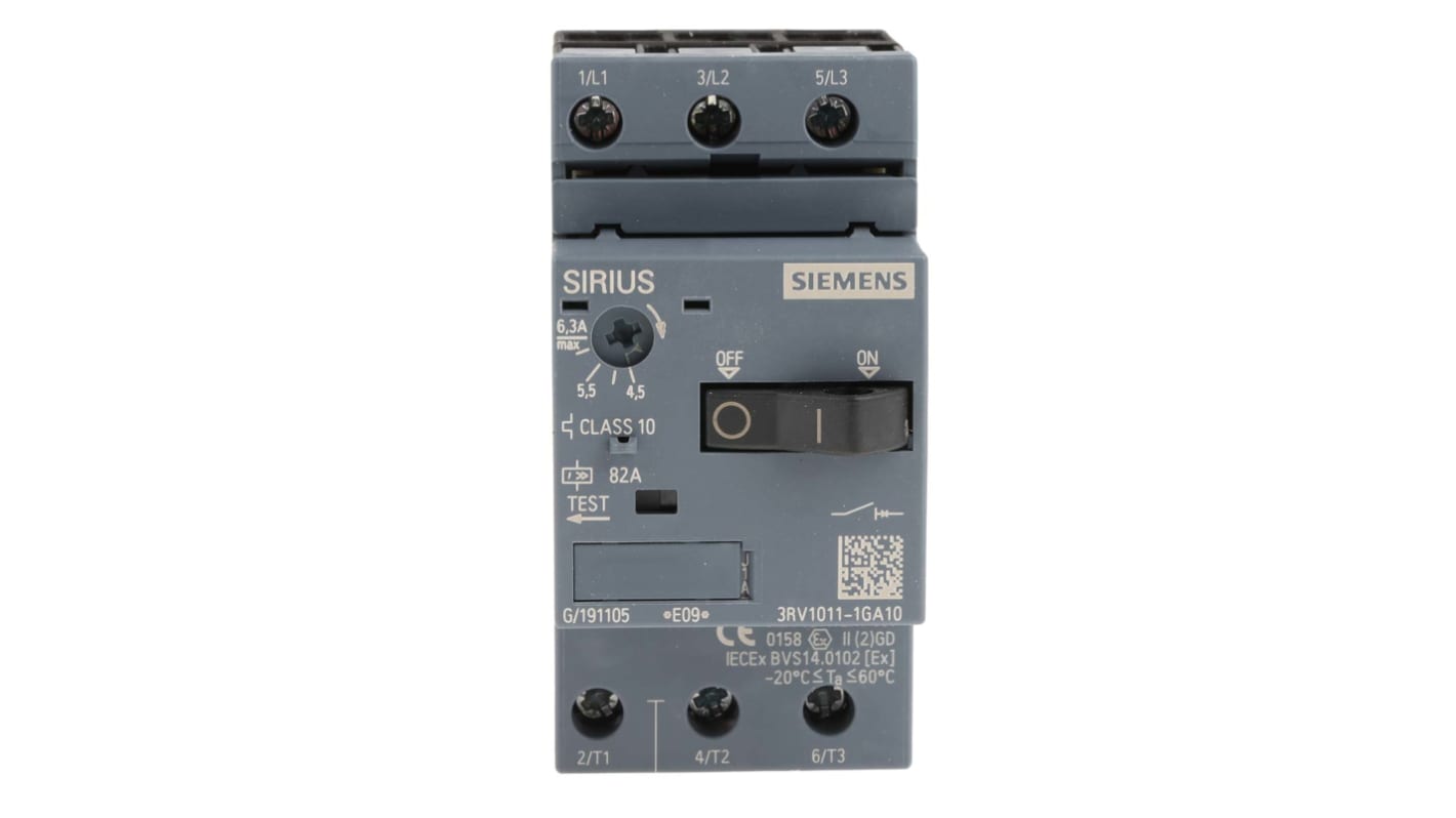 Siemens 4.5 → 6.3 A SIRIUS Motor Protection Circuit Breaker, 690 V